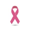 Realistic vector pink ribbon, world breast cancer awareness symbol, isolated on white background illustration Royalty Free Stock Photo