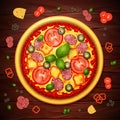 Realistic vector Pizza recipe or menu background