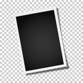 Realistic vector retro photo frame placed vertically slightly tilted on transparen background. Template photo design Royalty Free Stock Photo