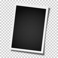 Realistic vector retro photo frame placed vertically  on transparent background. Template photo design Royalty Free Stock Photo