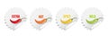 Realistic Vector Round Stickers with Spicy Chili Pepper Levels. Red, Orange, Yellow, Green Jalapeno Pepper Strength