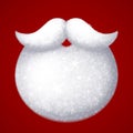 Realistic vector Santa Claus white beard isolated on red background