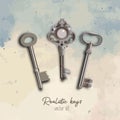 Realistic vector set of antique keys