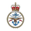 Realistic vector sign and emblem of the British Armed Forces. Responsible for the defence of the United Kingdom, its Overseas