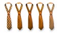 Realistic vector silk satin striped and dotted tie set.