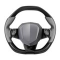 Realistic vector steering wheel supercar auto parts for steering direction control covered with gray rubber and black Kevlar