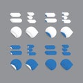 Realistic vector stickers - blue collection. Modern design, blank stickers with space for your text or sign.