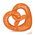 Realistic vector tasty pretzel on the white background Royalty Free Stock Photo