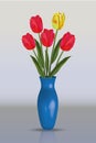 Realistic vector tulips in vase.