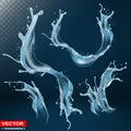 Realistic vector water splash bursts and wave