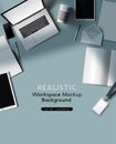 Realistic Vector Workspace Top View Background