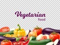 Realistic vegetables frame. Vegetarian products border and transparent background. Agricultural harvest. Whole eggplant