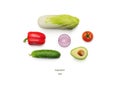 Realistic Vegetables Set Of Avocado, Onion, Tomato, Pepper And Chinese Cabbage