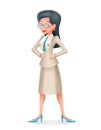 Realistic Vintage Businesswoman 3d Character Icon isolated Retro Cartoon Design Vector Illustration Royalty Free Stock Photo