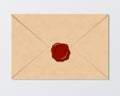 Realistic vintage envelope of old paper with wax sea - vector Royalty Free Stock Photo