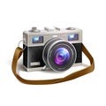 Realistic vintage film photo camera macro lens Royalty Free Stock Photo