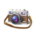 Realistic vintage film photo camera macro lens