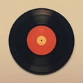 Realistic Vinyl Record Art: Black And Orange On Textured Beige