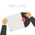 Realistic vinyl record with cover. Royalty Free Stock Photo