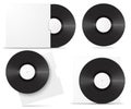 Realistic vinyl record in sleeve. Blank mock up set on white background. Vector illustration Royalty Free Stock Photo