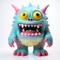 Realistic Vinyl Toy Monster In Blue, Pink, And Yellow