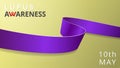 Realistic violet ribbon. Awareness lupus month poster. Vector illustration. World lupusr day solidarity concept. Symbol Royalty Free Stock Photo