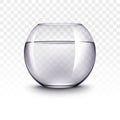 Realistic Violet Transparent Shiny Glass Fishbowl Aquarium with Water without Fish on White Background Royalty Free Stock Photo