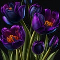 Realistic violet tulip flowers illustration vertical seamless pattern Royalty Free Stock Photo