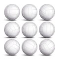 Realistic Volleyball Ball Set Vector. Classic Round White Ball. Different Views. Sport Game Symbol. Isolated Royalty Free Stock Photo