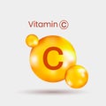 Realistic volumetric dragee of vitamin C with shadow