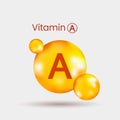 realistic volumetric dragee of vitamin A with shadow. vector illustration