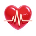 Realistic volumetric drawing of a heart with a cardiogram on a white background for printing and decorating postcards