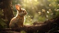 Realistic Vray Rendering Of A Cute Rabbit In The Woods