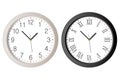 Realistic wall clock set with black Roman numerals and white clock-face dial with Arabic numerals.