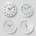 Realistic Wall Clocks Set Vector Illustration. Transparent Face. One Clock For Every Hour. Black Hands. Ready To Apply. Graphic El