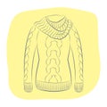 A realistic warm jumper or knitted sweater with a large collar.