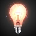 Realistic warmlight bulb light isolated on dark background. vector illustration Royalty Free Stock Photo