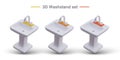 Realistic wash basin, top view. Washstand set. Sinks with faucets of different colors