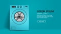 realistic washing machine front view of blue washer domestic appliance concept horizontal