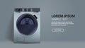 realistic washing machine front view of steel washer domestic appliance concept horizontal