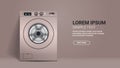 Realistic washing machine front view of steel washer domestic appliance concept horizontal