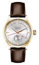 Realistic watch clock gold silver brown leather