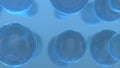 Realistic water bubbles collection on dark blue background. Bubble oil on water background blue color. Flying abstract glass or Royalty Free Stock Photo