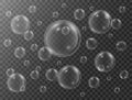 Realistic water bubbles with reflection on transparent background. Underwater bubbles. Fizzing air in water, sea