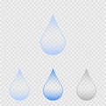 Realistic water drop. Pure, clean water drops. Water Rain. Gray background. Vector illustration Royalty Free Stock Photo