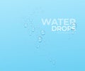 Realistic Water Drops on blue background, real transparent effect. Vector illustration Royalty Free Stock Photo