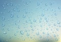 Realistic water drops. Horizontal mock up on colorful background. Vector illustration. Royalty Free Stock Photo