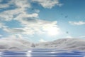 Realistic water foam background 3D bubble and sky empty product placement