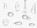 Realistic Water Rain Drops Set Isolated On Back Royalty Free Stock Photo