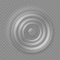 Realistic water ripple. Sound wave splash effects, 3D isolated concentric circles template on transparent background